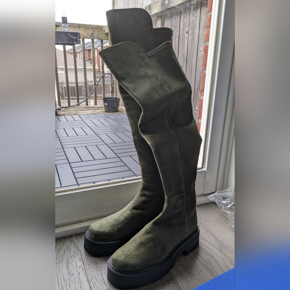 Stuart Weitzman 5050 Ultralift over the knee winter boots hunter green 34.5 NIB - Picture 3 of 5